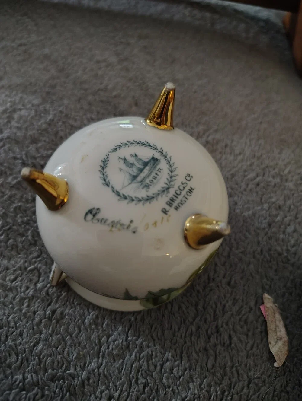 Vintage Footed Porcelain Sugar Bowl with Pink Rose and Gold Trim